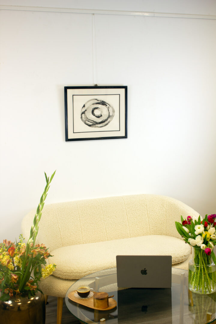 "Eye" (1987) by Magdalena Abakanowicz in an interior setting, demonstrating how this framed abstract artwork enhances modern and traditional spaces.