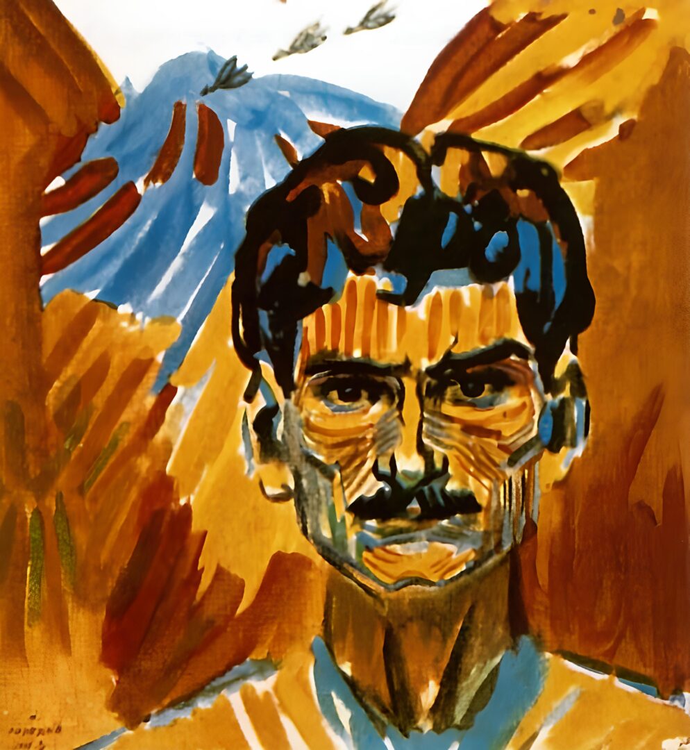 Martiros Saryan’s 1907 self-portrait, showcasing his bold use of color and expressive modernist style, deeply rooted in Armenian artistic heritage.