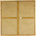 Rear view of "Ankuran" (1987) by Sayed Haider Raza, showing the stretched canvas and structural wooden frame.