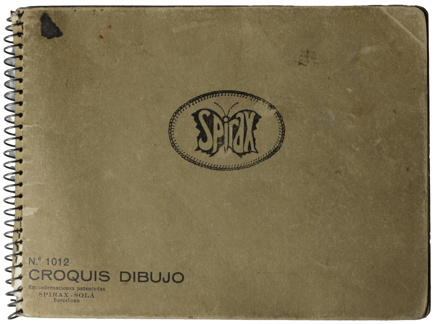 Front cover of Mariano Bertuchi's Spirax sketchbook, No. 1012, showing vintage design and branding.