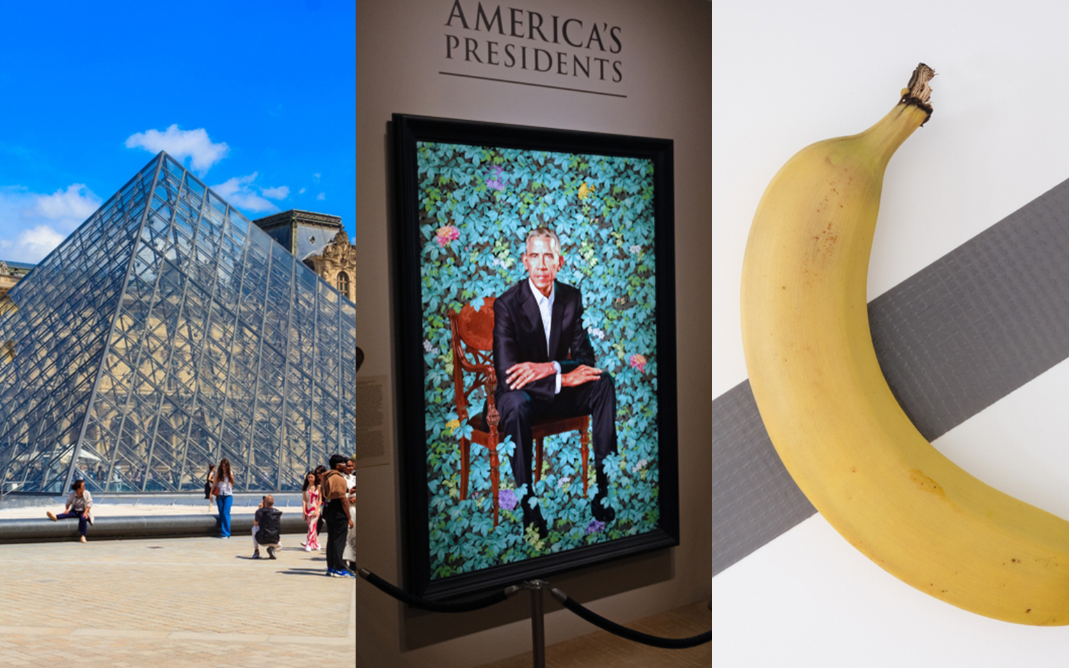Louvre pyramid, Obama portrait at the National Portrait Gallery, and Maurizio Cattelan’s Comedian – highlights of Global Art News Weekly June 2–8, 2025 | Aurora & Athena Auction House Louvre pyramid, Obama portrait at the National Portrait Gallery, and Maurizio Cattelan’s Comedian – highlights of Global Art News Weekly June 2–8, 2025