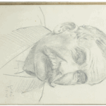 Pencil portrait of an elderly man with a mustache, drawn by Mariano Bertuchi.