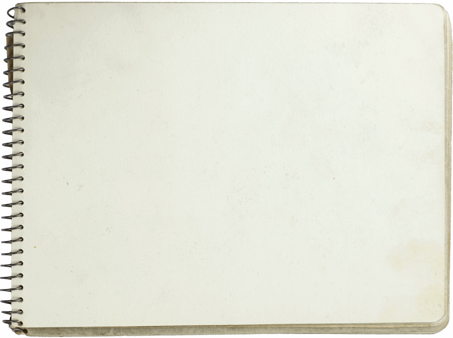 Blank page from Mariano Bertuchi’s sketchbook, cream-toned paper with spiral binding.