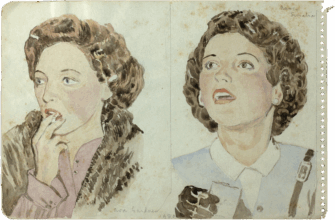 Mariano Bertuchi – Watercolor portraits of Nancy Sinatra and Ava Gardner, 1950