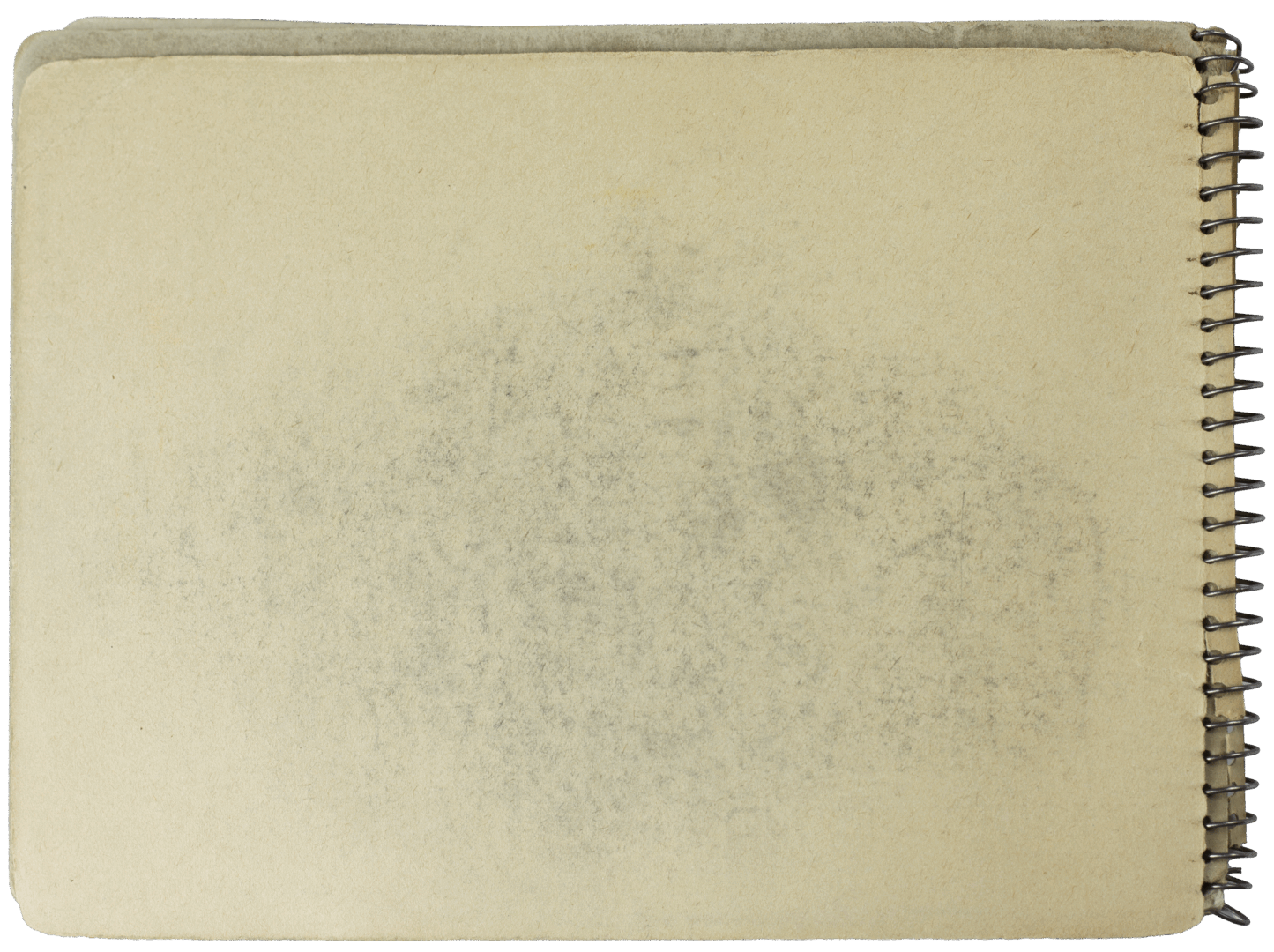 Inside front cover of Mariano Bertuchi’s vintage sketchbook, showing an aged blank page with spiral binding.