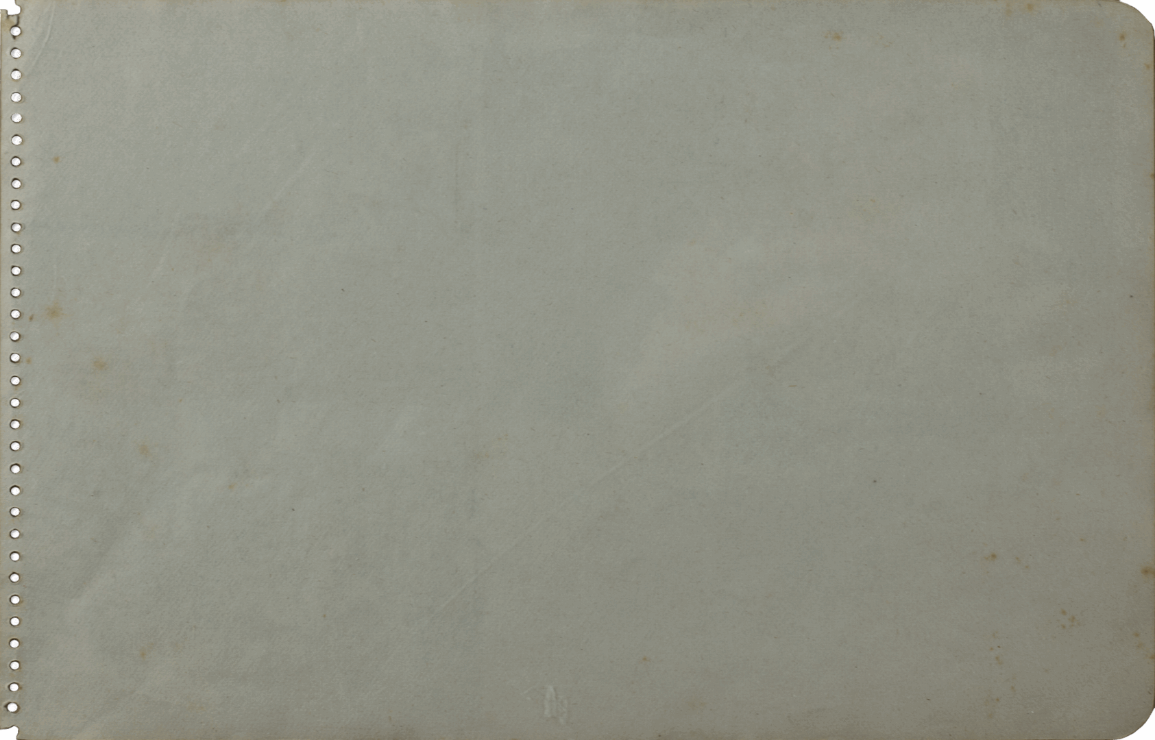 Back side of the paper with no artwork, showing original perforation and age marks