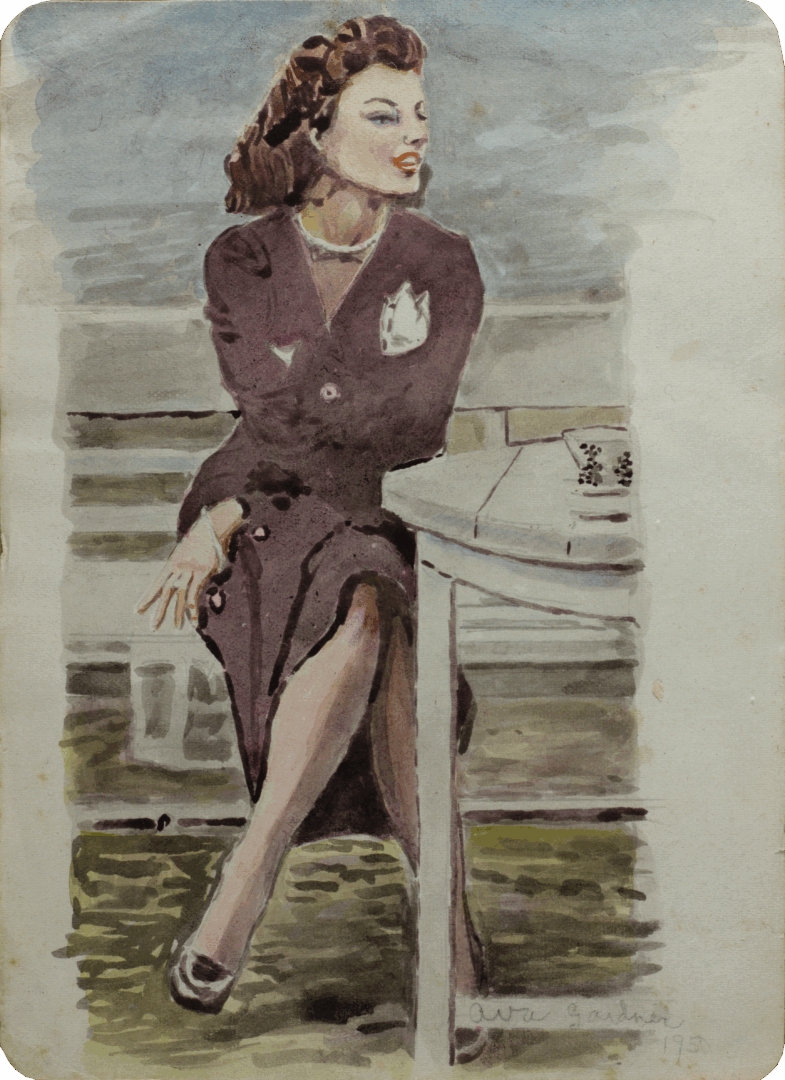 Mariano Bertuchi – Untitled (Ava Gardner), 1950, watercolor on paper