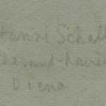 Pencil inscription reading "Henri Schall, Châtelard House, D’Lena" below right figure