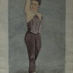Mariano Bertuchi – Gouache portrait of ballerina “Jeanmarie,” verso, c. 1950