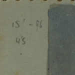 Close-up of the annotation “15''–96 / 4’5” on the verso
