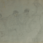 Pencil sketch of GI survivors on verso of Mariano Bertuchi’s double-sided work