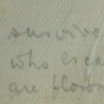 Close-up of handwritten note about GI survivors