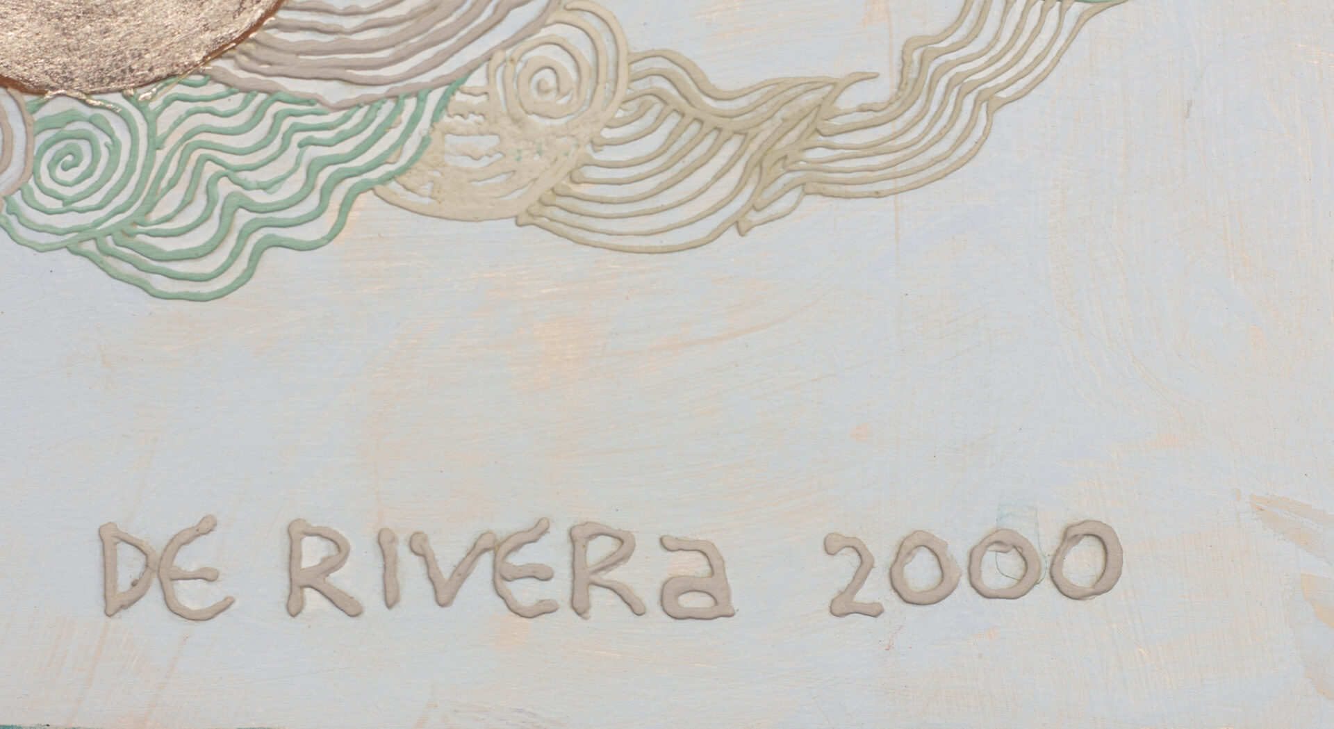 Signature of Mario De Rivera and date "2000" on the front of Ruler of the Domain.