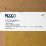Label from Berko Gallery with artwork details for Georges Scott’s The Sabre Dance