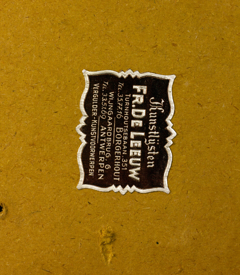 Gallery label of Kunstlijsten Fr. De Leeuw on the back of The Sabre Dance