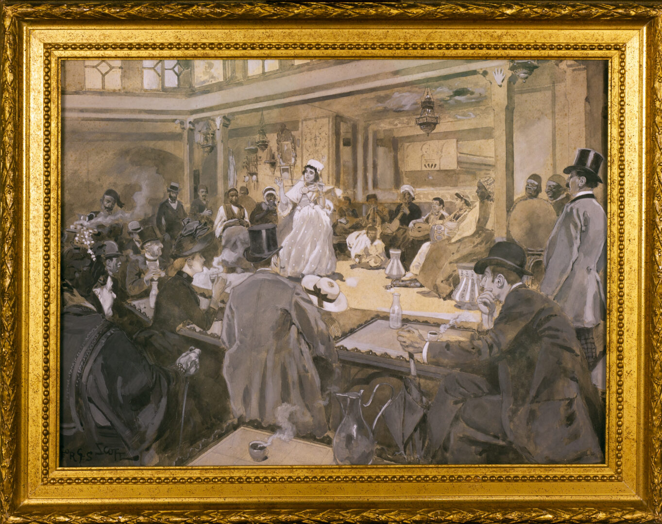 Georges Scott, The Sabre Dance – framed frontal view with ornate gold frame