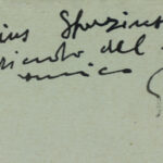 Close-up of Renato Guttuso’s handwritten dedication to Julius Shusinsky in pen on the upper right of the artwork.