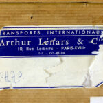 Close-up of an authentication or cataloguing label on the verso.