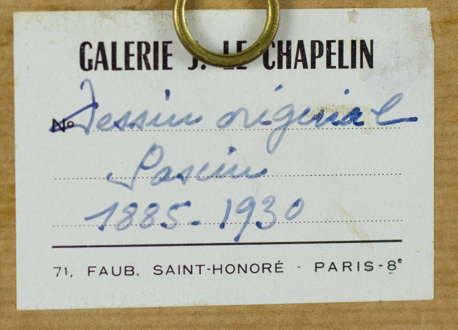 Additional handwritten note on the verso of "Two Figures with Flags" by Jules Pascin.