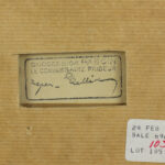 Detail of handwritten inscription on the back of "Two Figures with Flags", possibly indicating title or provenance.