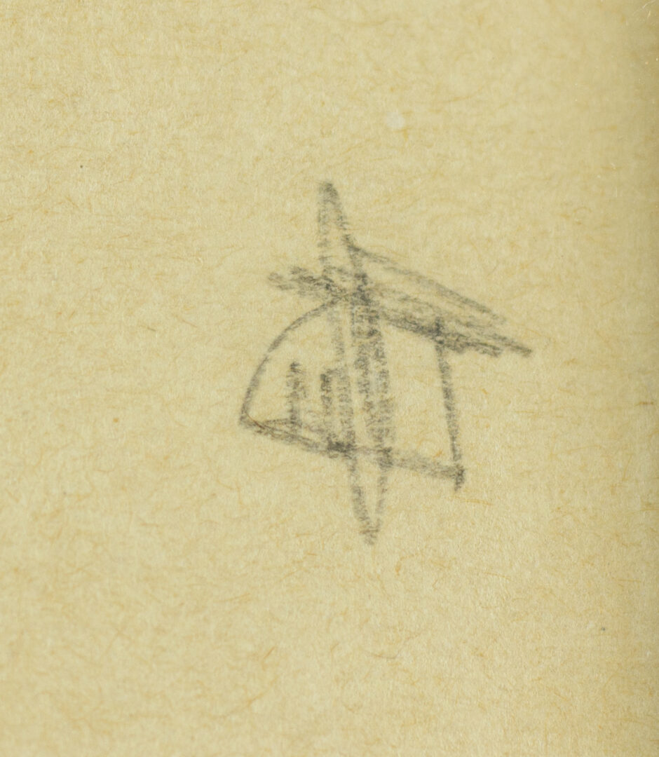 Close-up of Jules Pascin's signature in the upper right corner of "Two Figures with Flags".