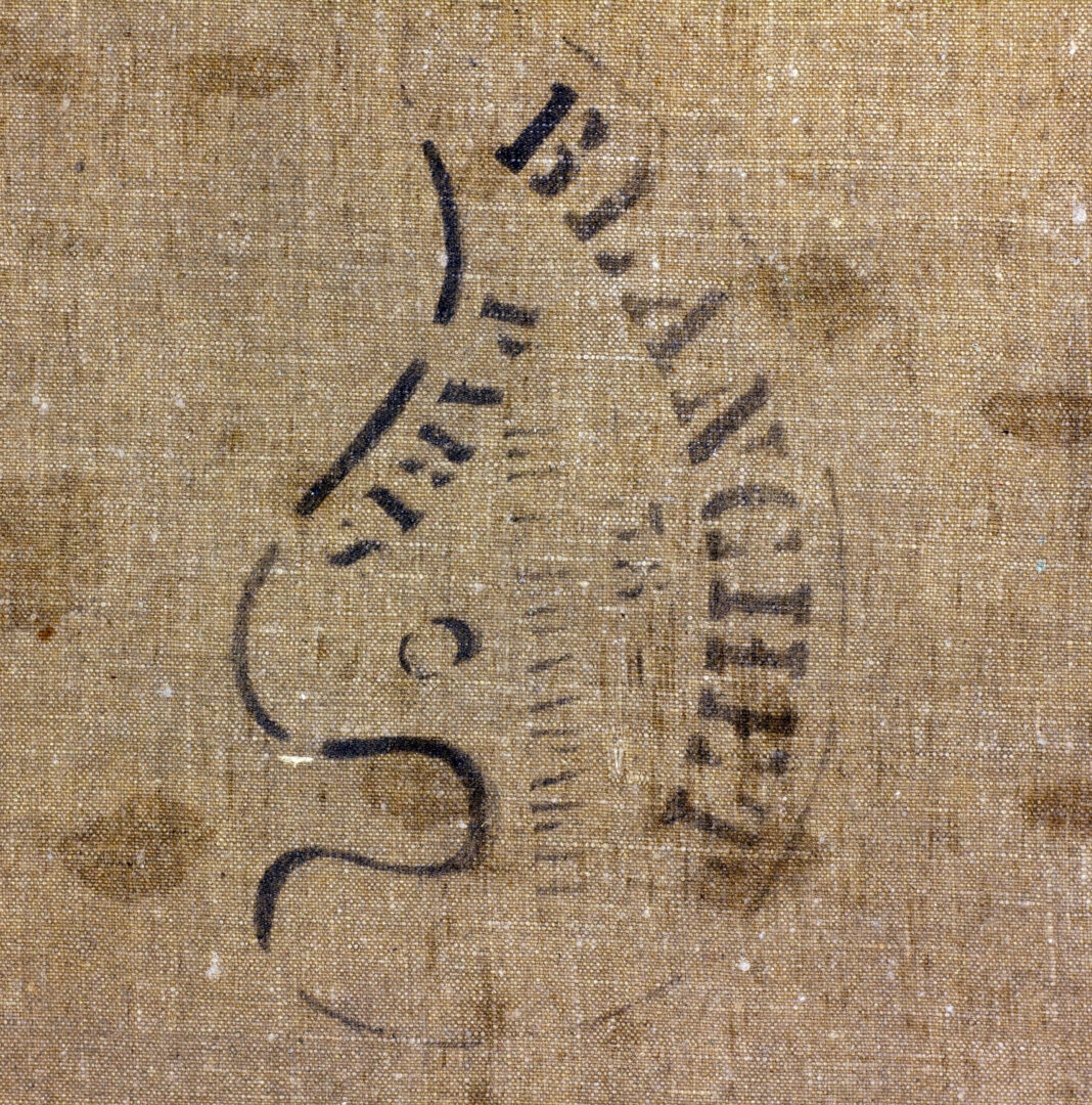Detail of canvas stamp “Blanchet, Paris” on the reverse of Korovin’s painting