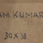 Back of canvas with handwritten inscription “Ram Kumar 61” and dimensions “30 x 38”