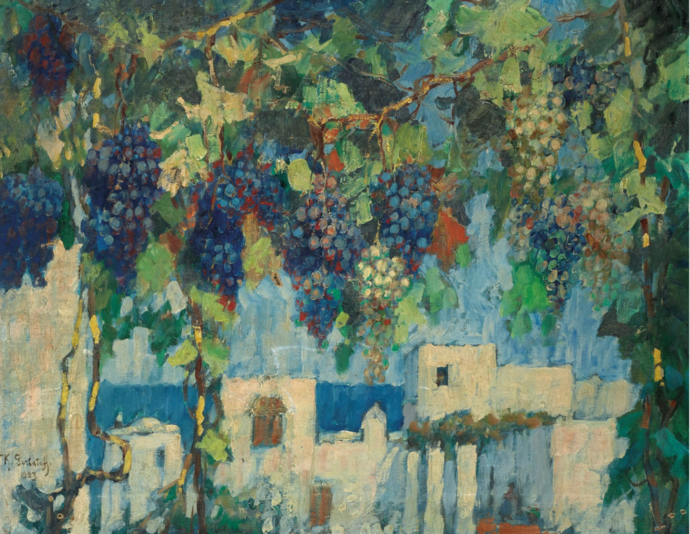 Capri vineyard painting by Konstantin Gorbatov - post-Impressionist artwork from the Russian émigré artist | Casa de subastas Aurora & Athena Cuadro del viñedo de Capri de Konstantin Gorbatov - obra postimpresionista del artista ruso emigrado