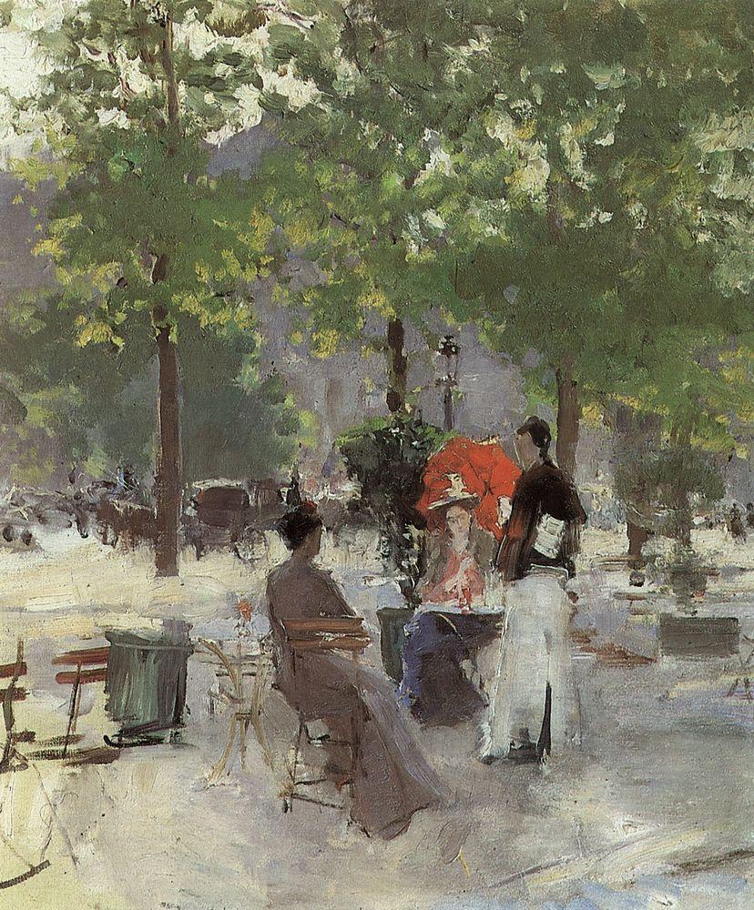 Paris café painting by Konstantin Korovin – Impressionist view of French boulevard life | Aurora & Athena Auction House Paris café painting by Konstantin Korovin – Impressionist view of French boulevard life