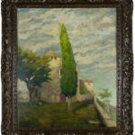 French School – Landscape with Church and Cypress