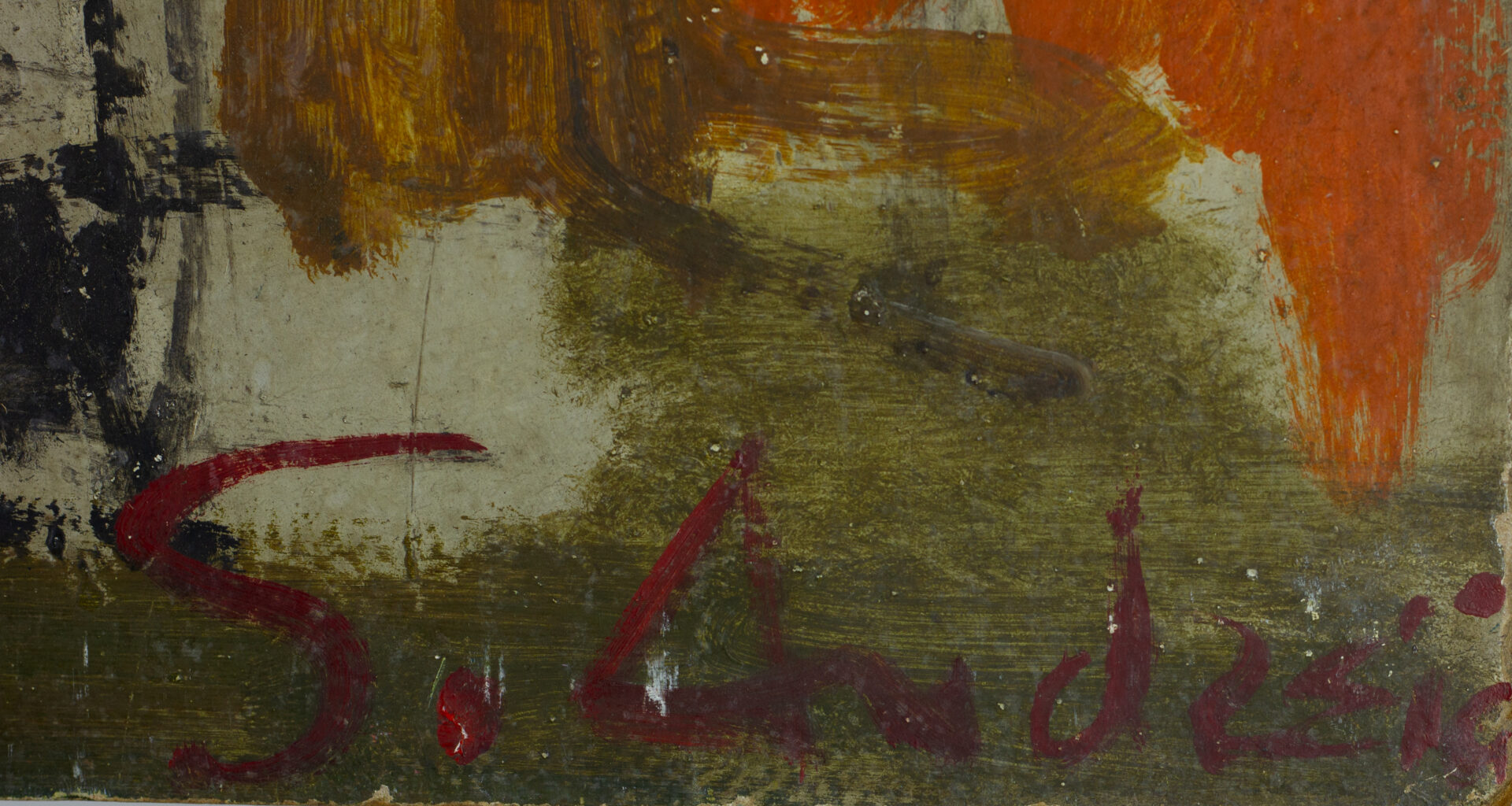 S. Landris – Abstract Figures on Orange Ground