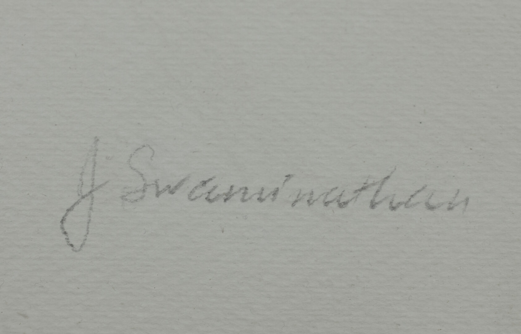 Close-up of Jagdish Swaminathan's signature in the lower right corner of the abstract composition.