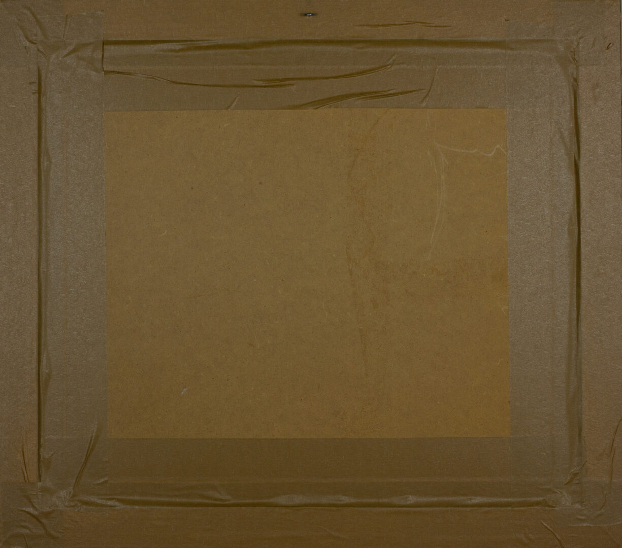 Back view of Paul Jenkins' watercolor artwork "Flowing Spectrum", showing brown backing paper and taped edges.