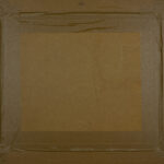 Back view of Paul Jenkins' watercolor artwork "Flowing Spectrum", showing brown backing paper and taped edges.