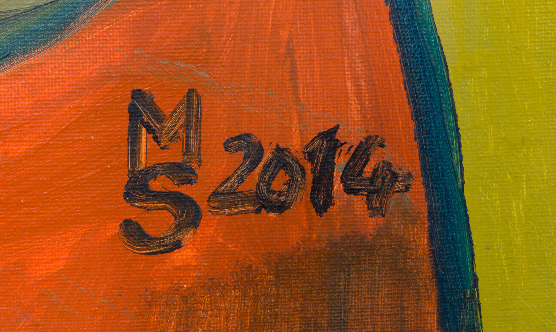 Signature “MS 2014” lower right, detail