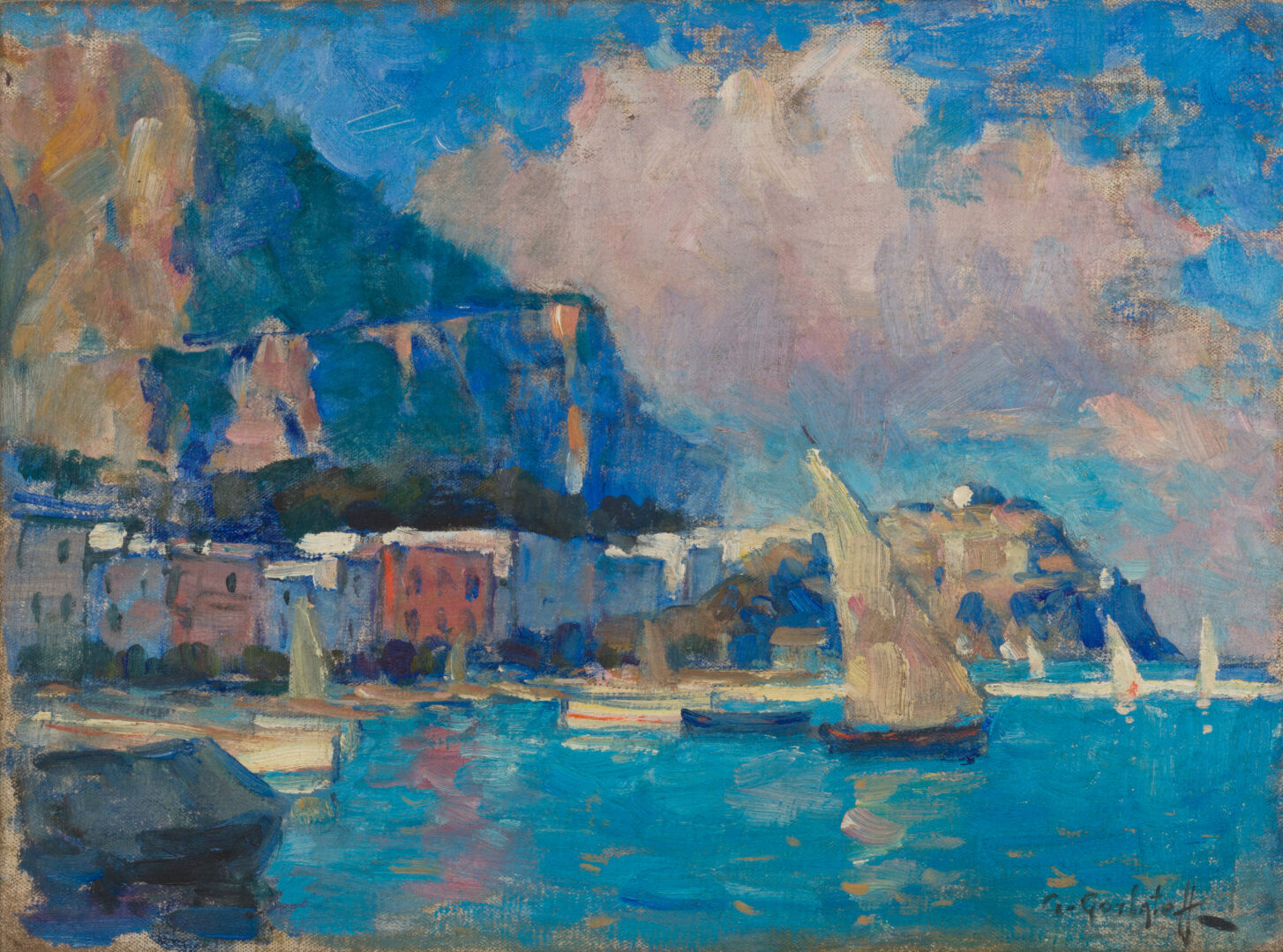 Konstantin Gorbatov – Capri Landscape, oil on canvas, full view