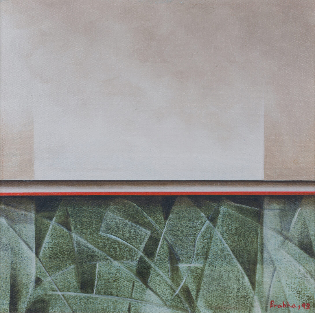 Prabha Shah – Stones and Clouds, 1993, oil on canvas, full view