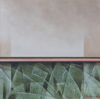 Prabha Shah – Stones and Clouds, 1993, oil on canvas, full view