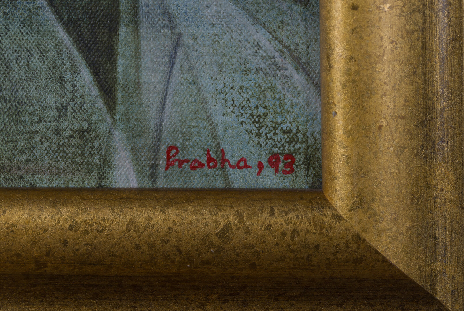 Signature “Prabha, 93” lower right detail