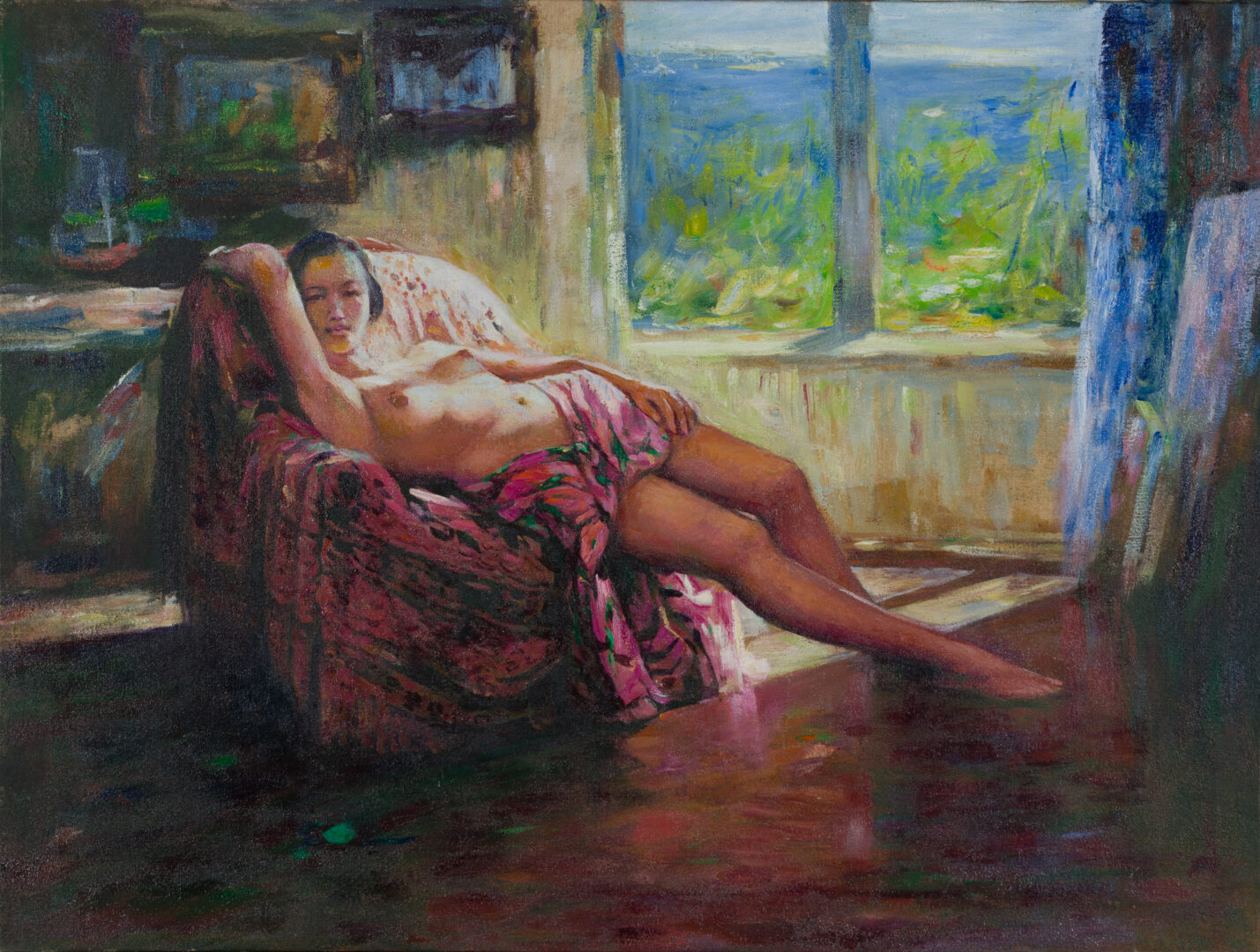 20th Century Chinese School – Reclining Nude by the Window