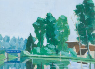 20th Century French School – Le canal au pont de Dordives, 1938 | Aurora & Athena Auction House 20th Century French School – Le canal au pont de Dordives, 1938
