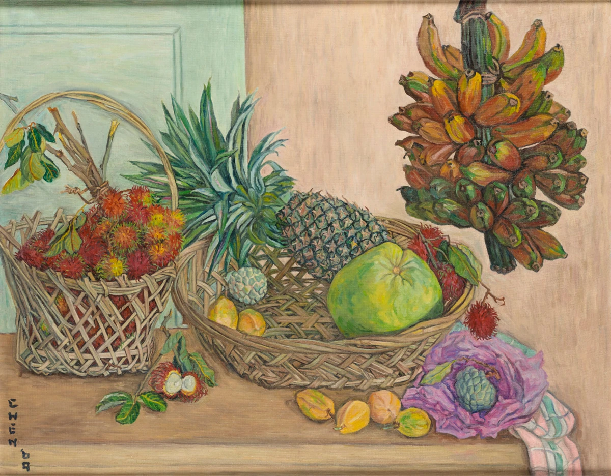 Georgette Chen
Tropical Fruits 1969
Oil on canvas, 73 x 92 cm
Gift of the artist
Collection of National Gallery Singapore | Aurora & Athena Auction House Georgette Chen
Tropical Fruits
1969
Oil on canvas, 73 x 92 cm
Gift of the artist
Collection of National Gallery Singapore