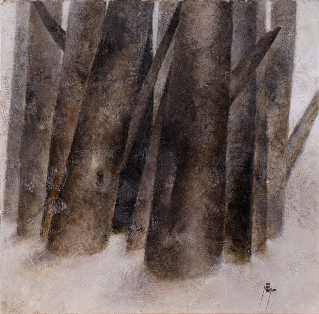 Sohrab Sepehri Tree Trunk Series oil on canvas painting distinctive trunks