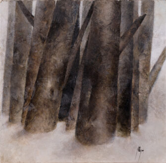 Sohrab Sepehri Tree Trunk Series oil on canvas painting distinctive trunks