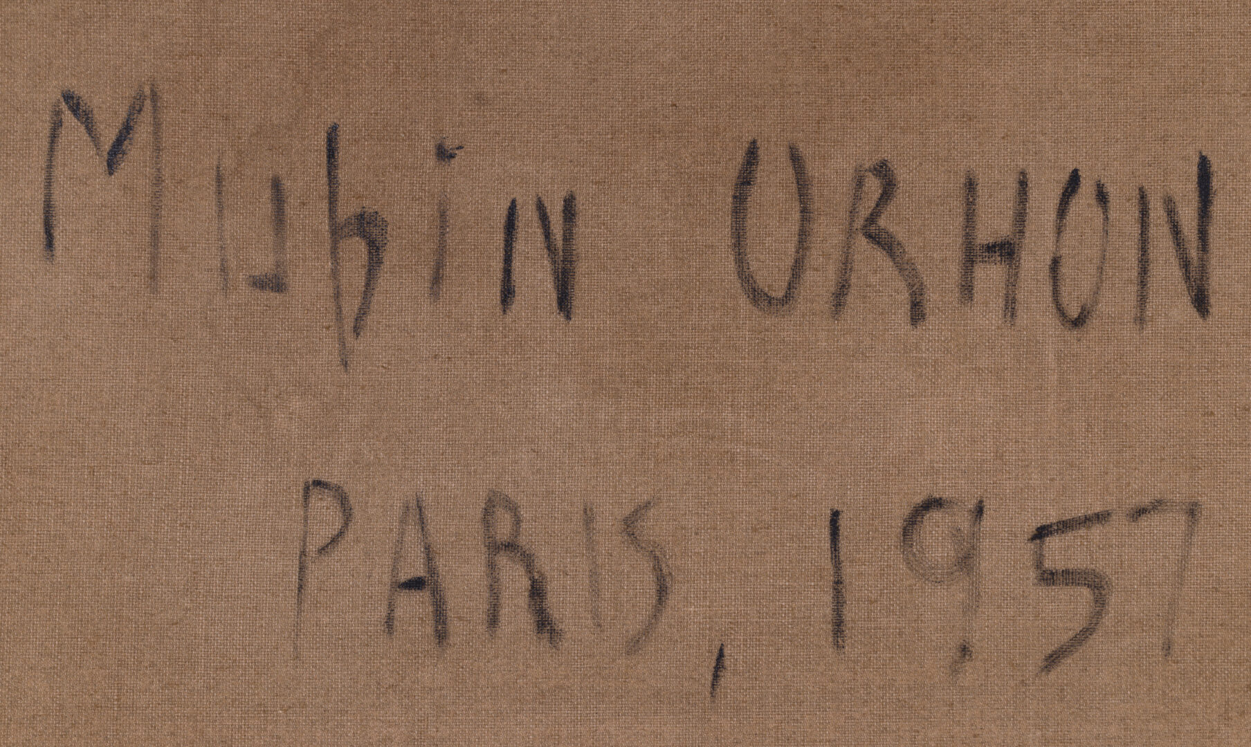 Mubin Orhon Abstract Composition 1957 inscription on reverse Mubin Orhon Paris 1957
