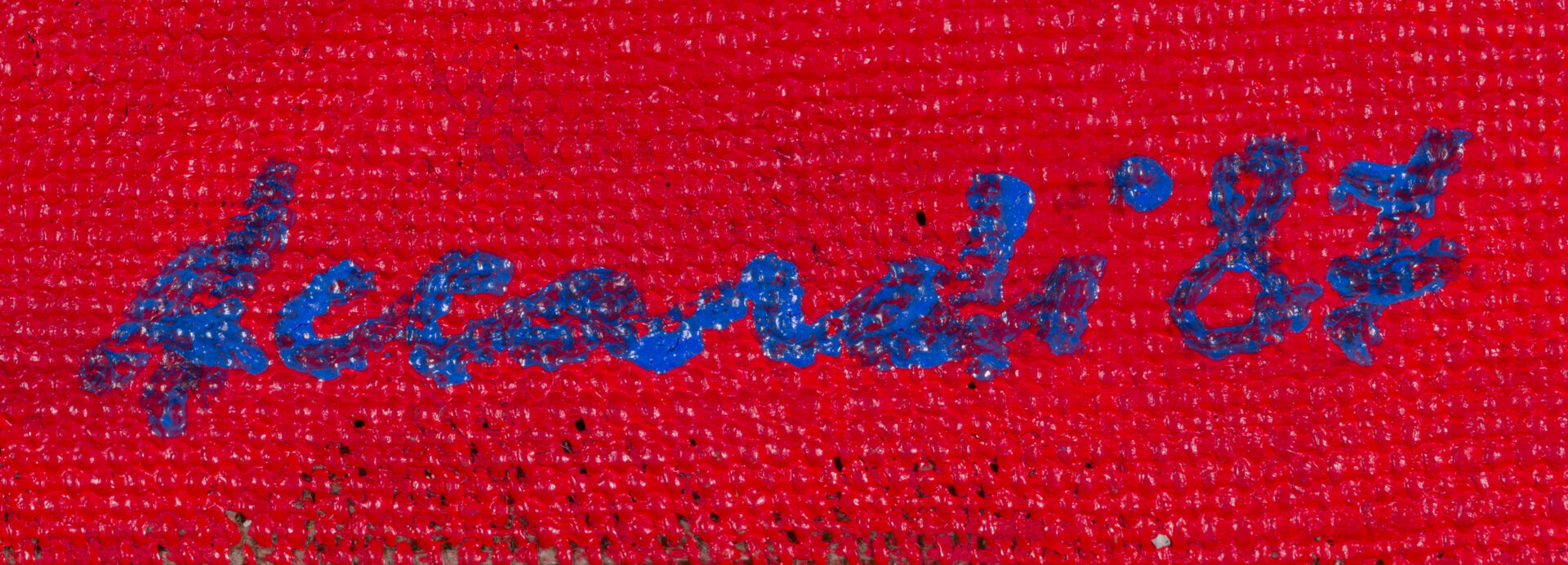 Carla Accardi signature detail dated 87 in blue paint