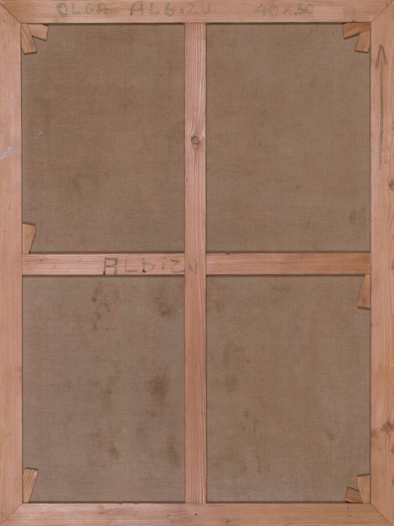 Olga Albizu Abstract Composition Yellow back of canvas and wooden stretcher