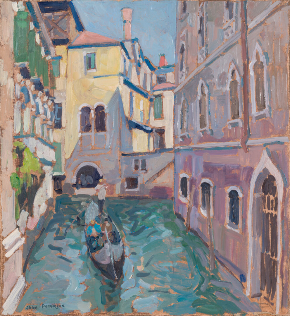 Jane Peterson Gondolas Venetian Canal oil on canvas painting