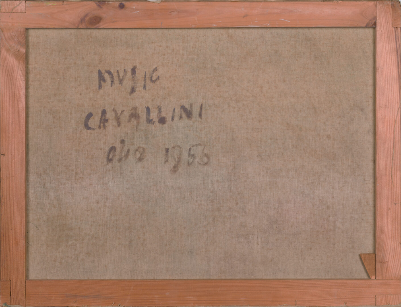 Zoran Music Cavallini 1956 back of canvas and stretcher