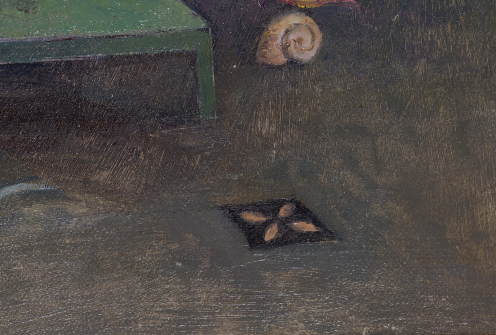 Bridget Tichenor The Dream of the Chrysalis artist monogram detail stylized flower